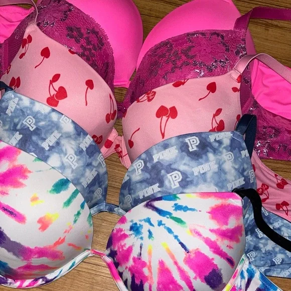 Lot of 5 Victoria's Secret Pink and Multicolor Bra Collection PreOwned - Picture 2 of 16
